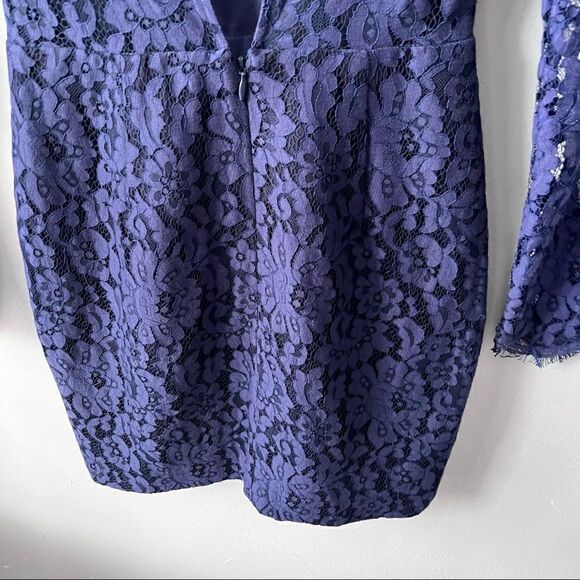 Sz XS Keepsake Run the World Navy Blue Long Sleeve Lace Dress - Picture 9 of 14